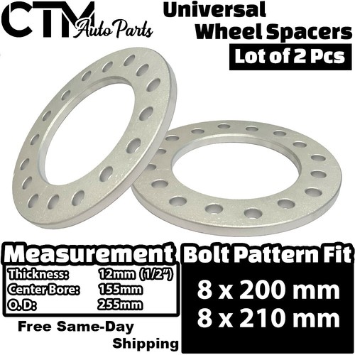 2x 1/2"(12mm) 8x200/8x210 Wheel Spacer Fit F350 Ram/Sierra/Silverado