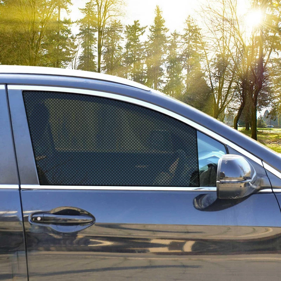 Película de malla para ventana lateral de automóvil 2 piezas parabrisas red parasol pegatina protector UV Foto 4 de 4