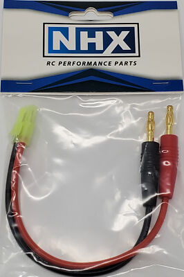NHX RC Mini Tamiya Male Charger Cable w/4.0mm Banana Connector Adapter