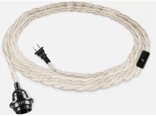 15FT Pendant Light Cord Hemp Rope with Switch Plug in Vintage Hanging Light