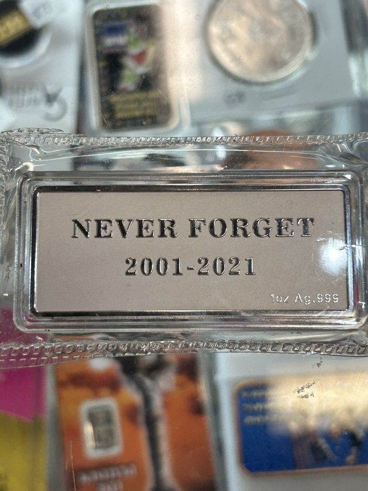 Rare 9/11 Anniversary 1 OZ Silver Bar .999 Colorized Flag Never Forget ...