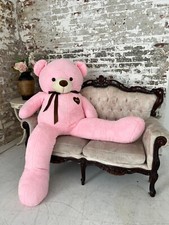 5ft Pink Giant Teddy Bear Soft Plush, Life-Size Stuffed Animal with Embroidery