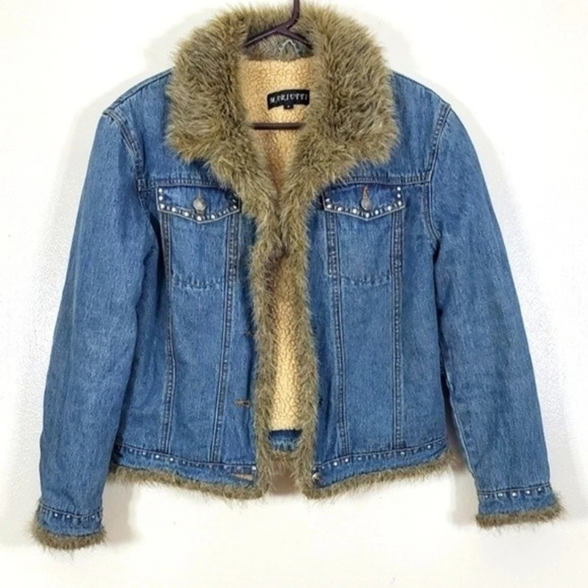Faux shearling top jean jacket