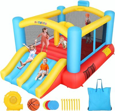 Inflatable Bounce House w/ Blower Indoor Ball Pit Jumping Bouncy House Outdoor 