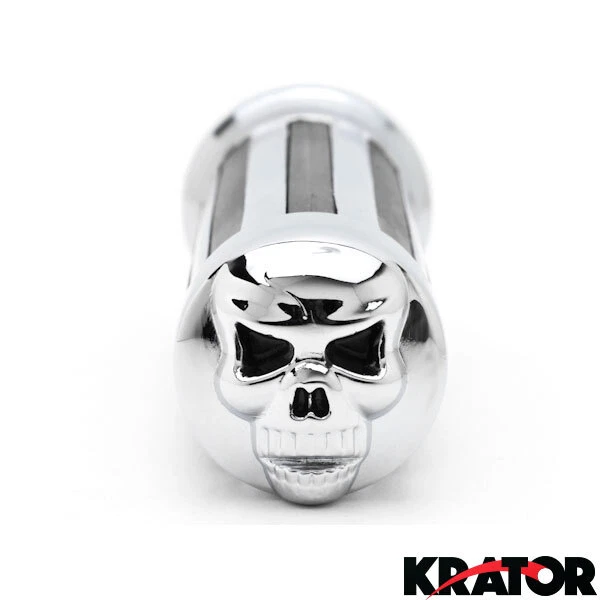 Nuevas empuñaduras de manillar calavera cromadas de 1" para Yamaha Kawasaki Honda Harley Suzuki Foto 4 de 4