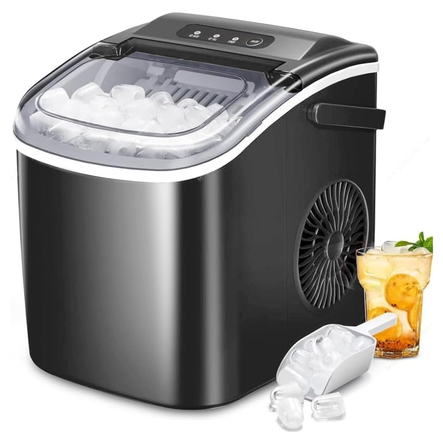 Kismile Ice Makers Countertop,Portable Ice Maker Machine with Handle,26Lbs/24H,9-image