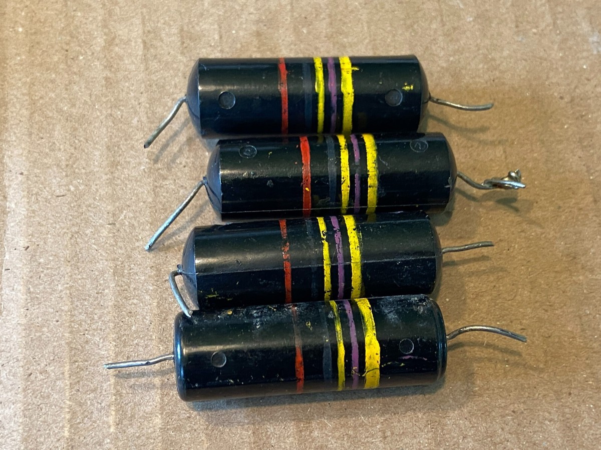 4 Sprague Bumble Bee .47 uf 20% 200v Capacitors TEST GOOD