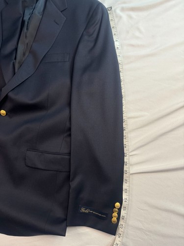 Hart Schaffner Marx Gold Sports Coat Mens Size 42L 2 Button Black Classic Wool - Picture 14 of 18