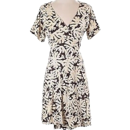 DVF Diane Von Furstenberg Toby Wrap Coral Barrier Reef Brown Cream Dress 8 Silk - Picture 5 of 12