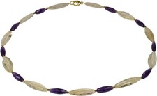 Edelsteinkette Citrin, Amethyst fac., 925oo Si verg. Schloß, ca. 48.5 cm