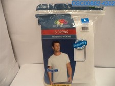 Fruit of the Loom: Men's White 1pk of 6 Large Crew Cut T-Shirts 885306549619