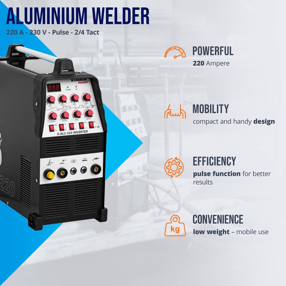 Saldatrice TIG AC/DC con impulso, [Grande Display LED] 200A Saldatrice TIG Inverter Digitale AC Impulso TIG/AC TIG/DC Impuls TIG/HF TIG/Saldatrice ad arco, 230V, Gasometro