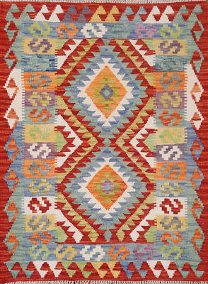 Dual-Sided Small Kilim Kelim Rugs Flatweave Wool Carpet 3x4 ft