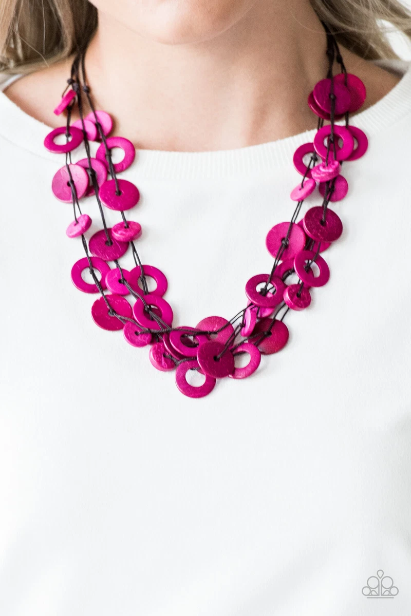 Paparazzi jewelry Wonderfully Walla Walla Pink Wooden Bead Layered Necklace New