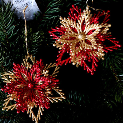 Weihnachten Gisela Graham Christbaumanhänger Schneeflocke Schneeblüten 10,5 cm