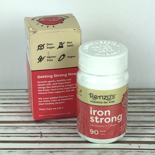 Renzo's Iron Strong Dissolvable Vegan Vitamins for Kids Zero Sugar 90