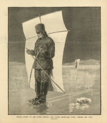 WINTER SPORTS ON THE UPPER HUDSON THE DANISH SKATE SAIL GOING BEFORE THE WIND