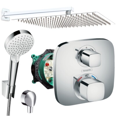 Unterputz Duschsystem mit Kopfbrause 360x360, Hansgrohe Ecostat E Thermostat Bad