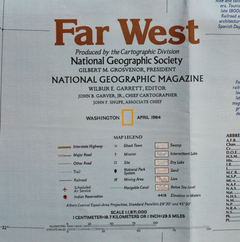 Far West Making of America Map National Geographic Map April 1984 - Picture 3 of 4