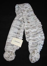NEW FOSSIL MADISON KNITTED NUETRAL MULTI SCARF+PULL THROUGH CUT OUT