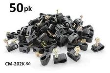 50-PACK Black Single Grip-Clip Screw In Cable Clamp Clip Holders - CM-202K-50