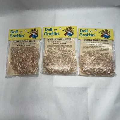 Doll Craftin Curly Doll Hair Craft .5 oz #166-45 Synthetic Fiber NOS Lot of 3