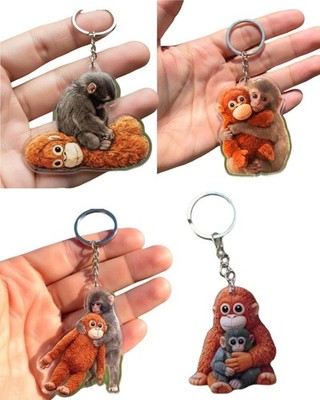 4Pcs Punch Monkey Keychain Punch the Monkey Toy Key Chain for Kid Gift