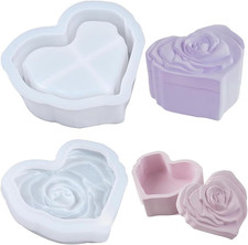 Heart Jar Resin Mold with Rose Lid Heart Box Resin Molds Hearts Shape Jar Mold S
