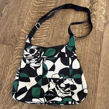 Vera Bradley Crossbody Bag Black Green Floral Geometric Pattern Adjustable Strap