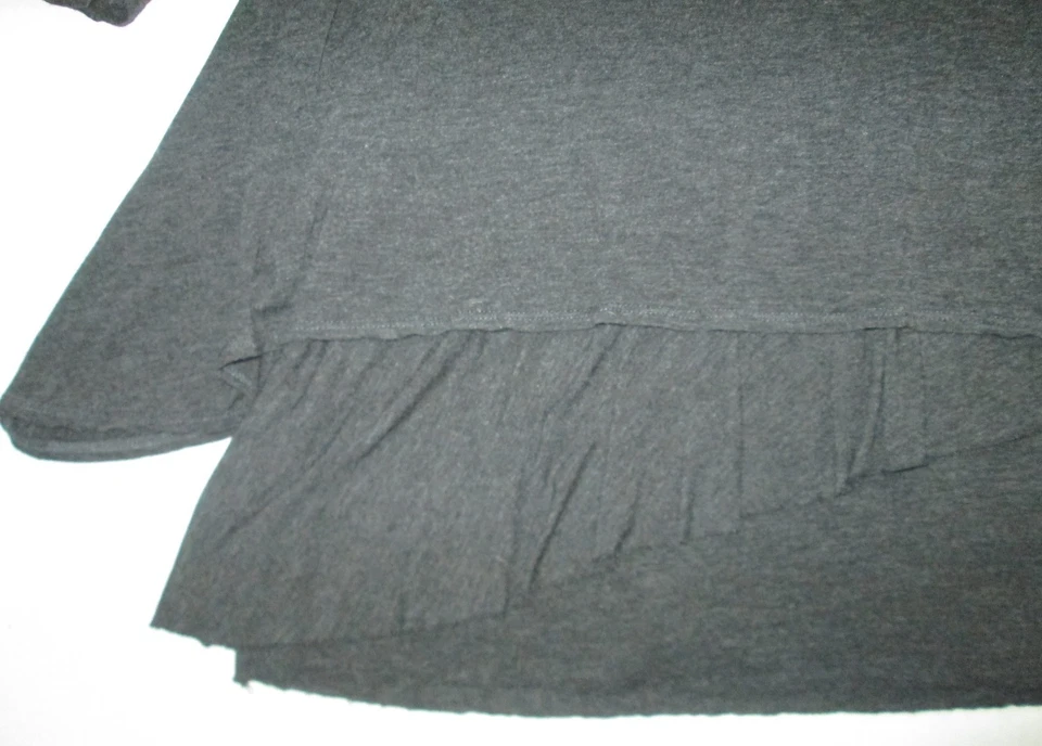 Kensie 深灰色鲨鱼咬不对称下摆长袖衬衫束腰上衣,尺寸 S — 第 4/4 张图片