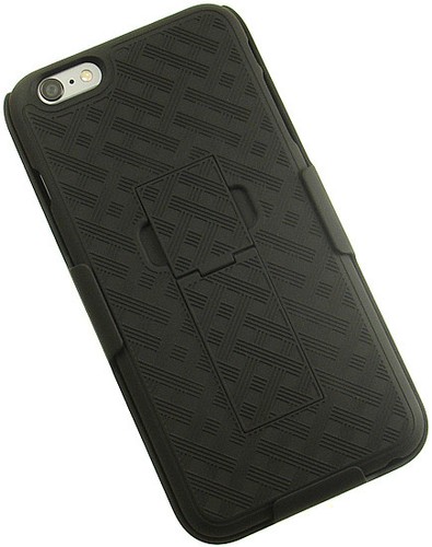BLACK WEAVE KICKSTAND HARD CASE + BELT CLIP HOLSTER STAND FOR iPHONE 6 PLUS 5.5" - Picture 2 of 11
