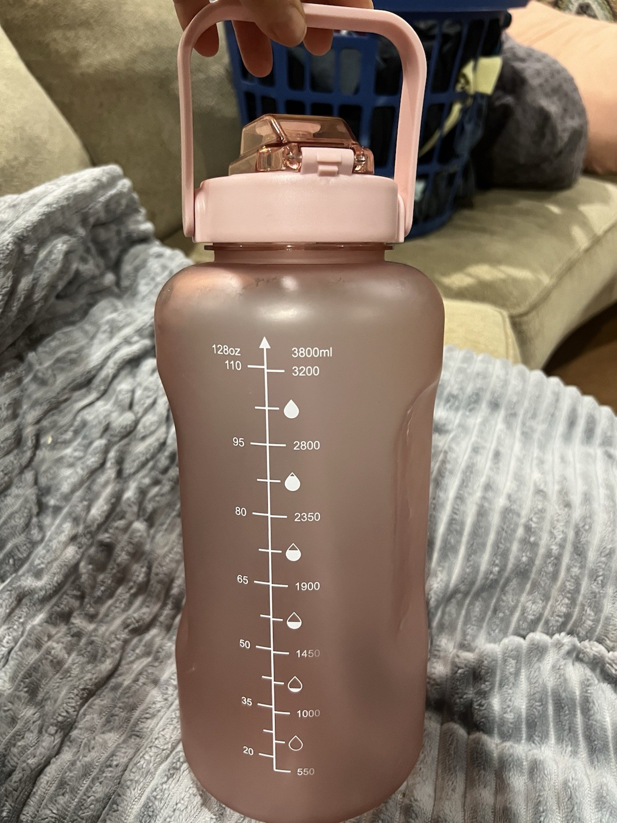 W/ Straw Gym Fitness Jug Motivational Pink Rose Gold