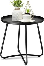 Outdoor Side Tables, Weather Resistant Steel, Small Round End Table for Patio