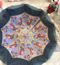 1950s Oscar Nailon Parasol MOD Double Layered Umbrella w/ Ornate Silver Handle