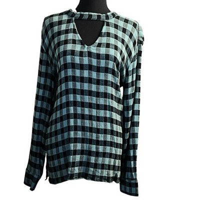 Dear John Willow Dusty Oasis Tunic Back Button Key Hole Front Check HiLo Hem NWT