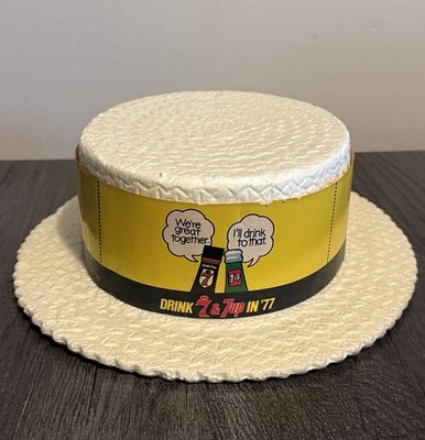 Vintage 70s SEAGRAMS 7 & 7-UP Styrofoam Boater Hat Advertising Cartoon Rare