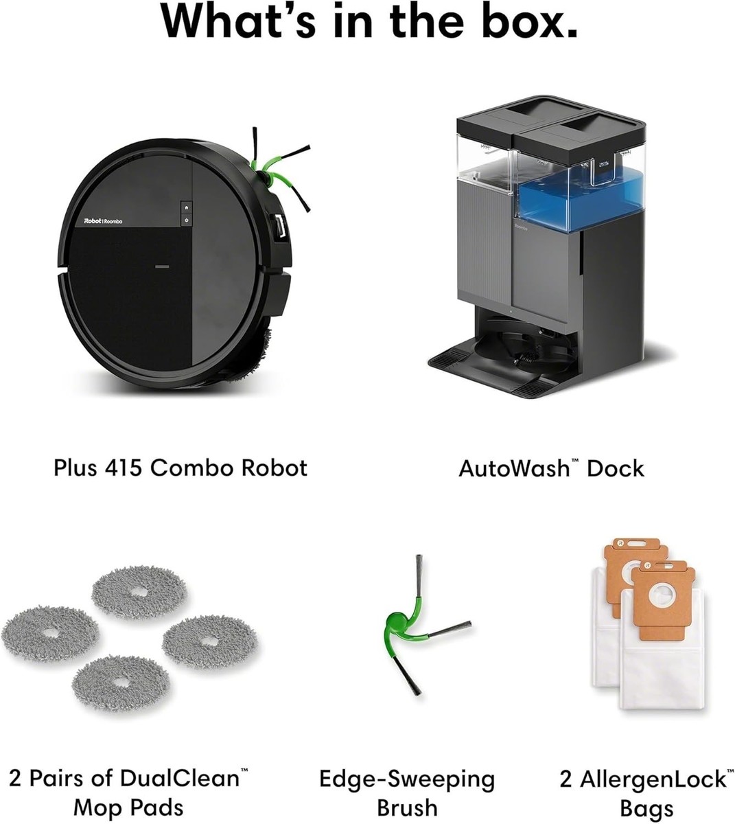 iRobot Roomba Plus 415X Combo Robot Vacuum & Mop + AutoWash Dock