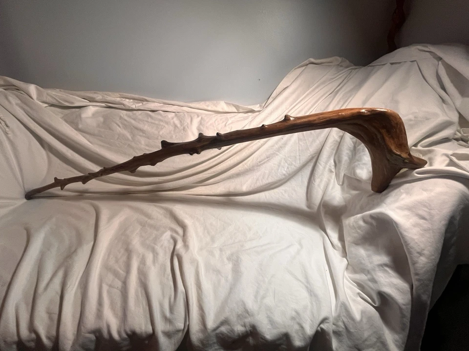 Bastón de mago de madera hecho a mano con cristal, 53 pulgadas Foto 4 de 4