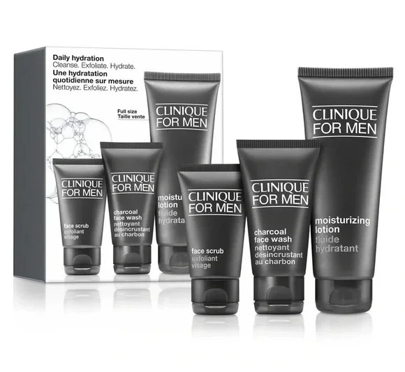 Clinique For Men 3 Pcs Daily Hydration Set Moisturizing Loti