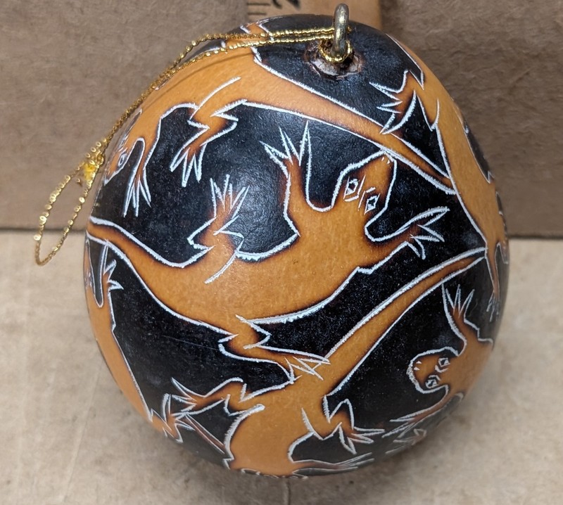 Lucuma Many Lizards Gourd Ornament Made In Peru Christmas Folk Art 3"