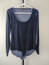 J. Crew Mercantile XL Blue Velvet Long Sleeve Scoop Neck Bodysuit