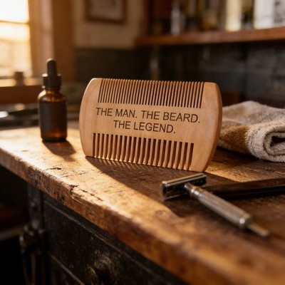 4X2'' Double Pitch Anti Static Beard Comb with Inspirational Message...Ships Free