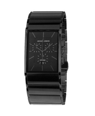 JACQUES LEMANS Men Analog Quartz Casual Watch Classic Dress Black Dial Waterproo