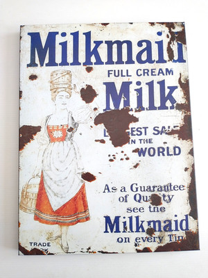 Vintage Style Blechschild MILCHMAID vollcreme MILCH REPRODUKTION New Old Stock