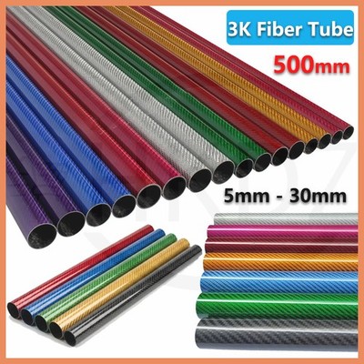 Carbon Rund Rohr Ø 5mm -30mm / CFK Tube 3K farbiges Karbon Rundrohr Länge 500mm