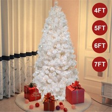 4/5/6/7FT Spruce Realistic Artificial Holiday Christmas Tree with Lights  Stand