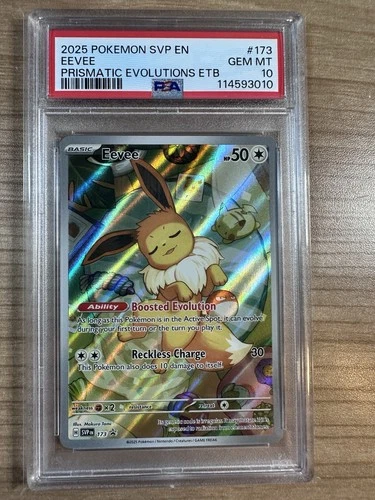 Eevee 2025 Pokemon Prismatic Evolutions ETB Black Star Promo #173 PSA 10