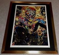 DEATH NYC ltd ed signed FRAMED street graffiti art print 45x32cm Spider-Man Gold