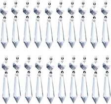20 Pcs Clear Crystal Chandelier Icicle Prisms Replacement Parts for Lamp Decore