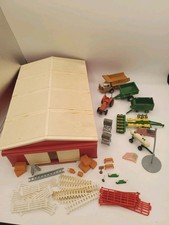 Vintage 90s Ertl Farm Country Machine Shed  1/64 Scale with Equipment Glued PICS